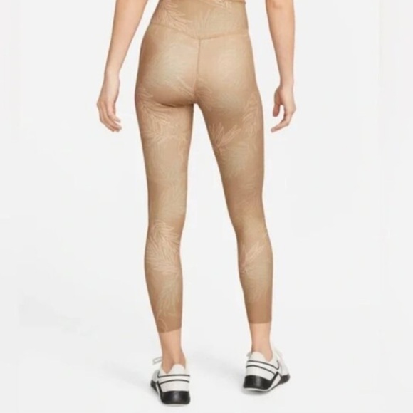 NWT Nike | Women’s Light Brown Tropical Leaf Pattern One Luxe Leggings, size M - Picture 5 of 15